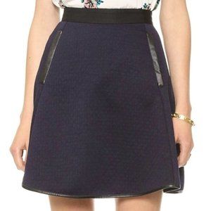 Madewell Quilted Navy Blue Skater Skirt